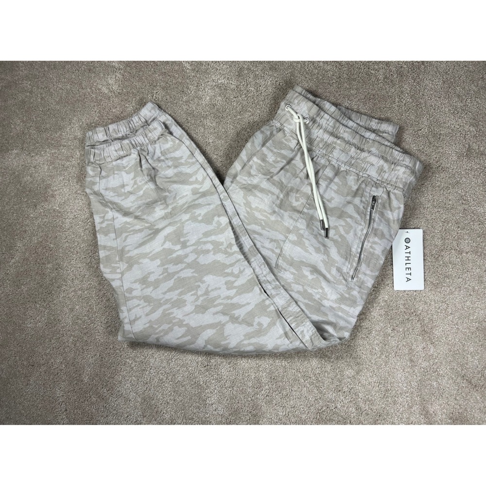 Athleta Cabo Tide Linen Jogger Pants 22 Neca Tan Camo Mid Rise Plus Size NWT - Picture 9 of 9
